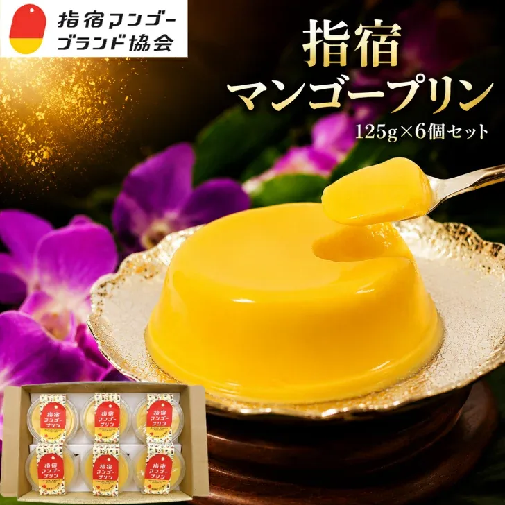 指宿マンゴープリン 125g×6個セット 送料無料 指宿産マンゴー スイーツ ギフト 贈り物 プレゼント 贈答用 内祝い お祝い 手土産 お中元 お歳暮 敬老の日 熨斗対応 常温 鹿児島 指宿 特産品 お取り寄せ 鹿児島土産