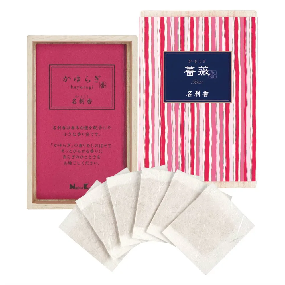 日本香堂(Nippon Kodo) かゆらぎ 薔薇 名刺香 桐箱 6入 バー 6個 (x 1)