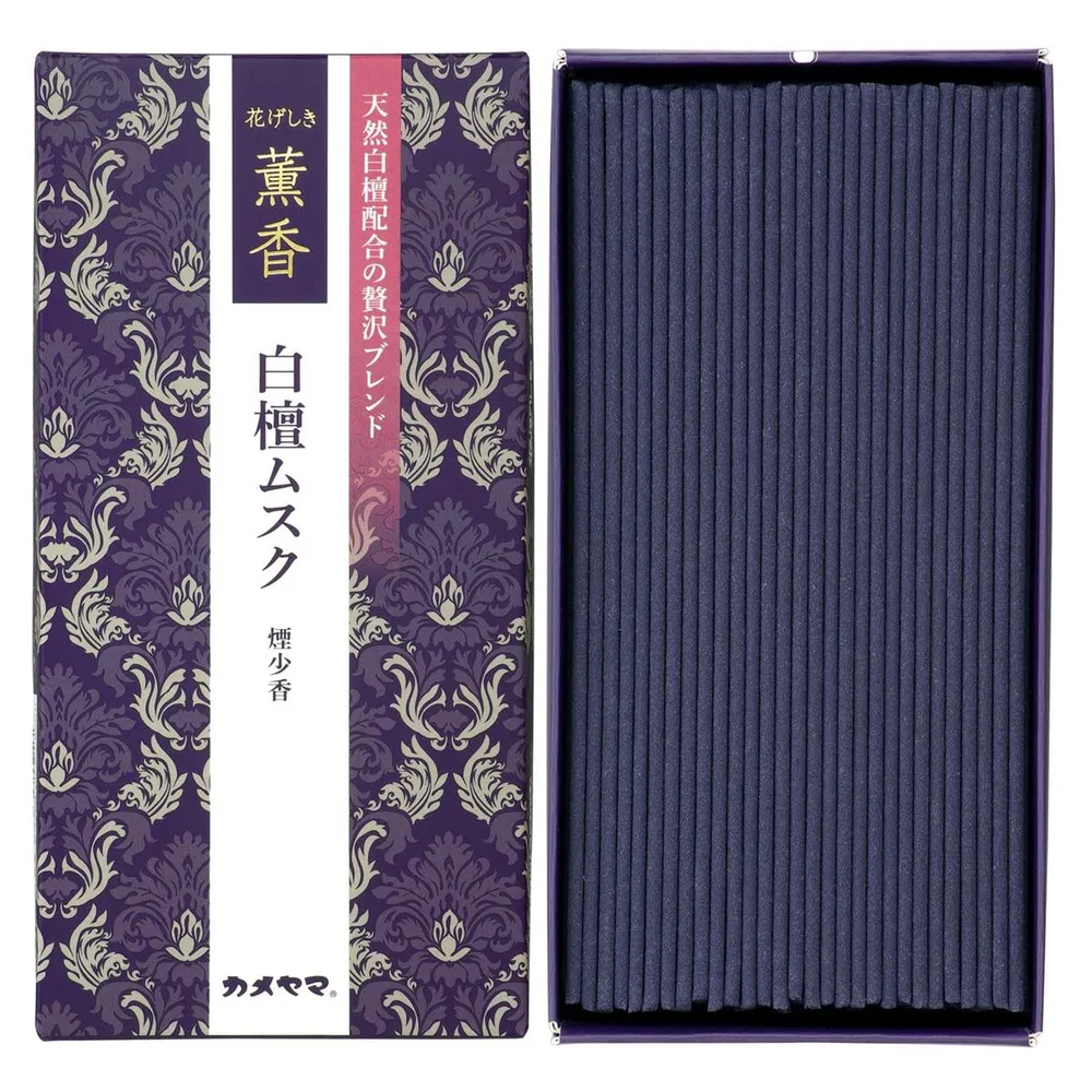 カメヤマ 花げしき 薫香 白檀ムスク 約100g 約220本 お線香 お香 煙少ない