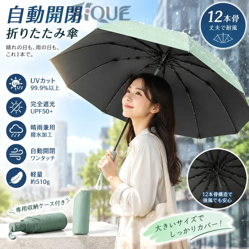 クーポン 折りたたみ傘 ワンタッチ 自動開閉 大きい 折り畳み傘 軽量 丈夫 12本骨 台風対応 日傘 メンズ レディース ワンタッチ開き 晴雨兼用 梅雨対策 撥水 耐風 傘 おしゃれ メンズ傘