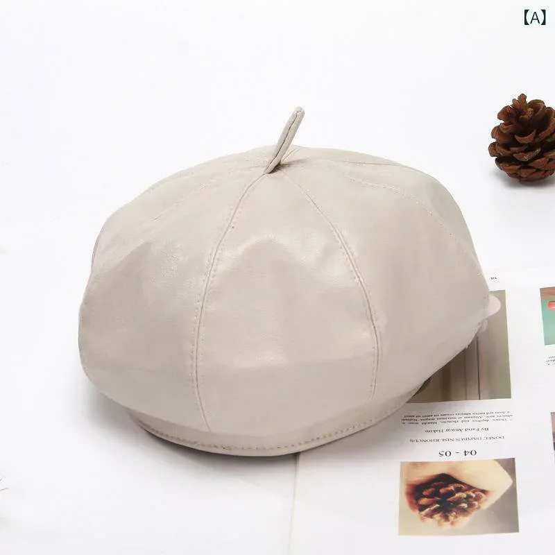 ベレ帽 レディース 秋冬 PUレザー 八角帽 ハンチング キャスケット 画家帽 レトロ トレンド 暖かい 無地 カジュアル