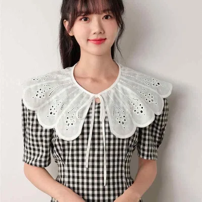 つけ襟 レディース ショール レース リボン 結び シフォン メッシュ 切り替え 紫外線対策 日焼け防止 ドレス 浴衣 フォーマル カジュアル ホワイト