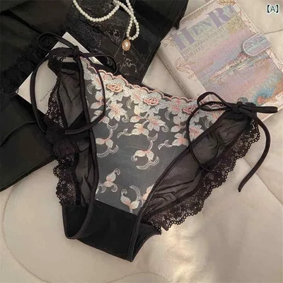 ショーツ レディース 低腰 レース セクシー 刺繍 通気性 花柄 紐パン パンツ