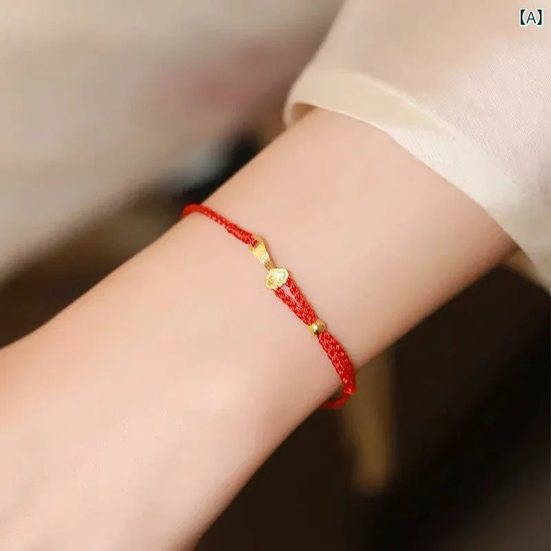 ブレスレット レッド 赤 紐 ペア 腕輪 シンプル 手編み 金属アレルギー対応 男女兼用 アクセサリー ギフト