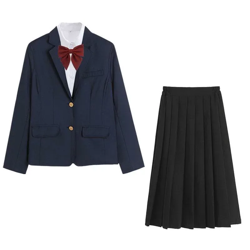 校服 男女兼用 レディース メンズ 長袖 ブレザー ジャケット スーツ セット 制服 学生服 コスチューム 運動会 文化祭 舞台 演出服 ブルー
