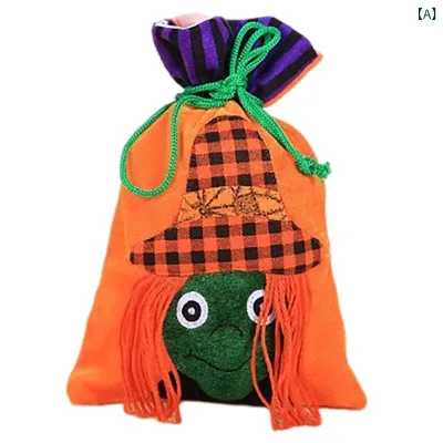 お菓子袋 ハロウィン 子供用 巾着袋 ベルベット 手提げ キャンディバッグ かぼちゃ 魔女 ドクロ 黒猫 パーティー 装飾 ラッピング かわいい イベント
