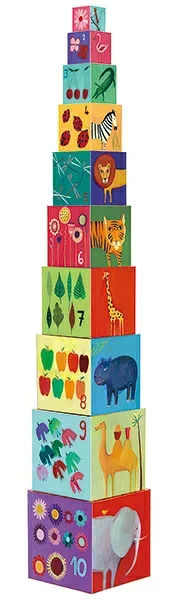 DJECO ジェコ 10キューブ ナチュレ&アニマルブロックス キューブパズル 知育玩具 収納 おかたづけ
