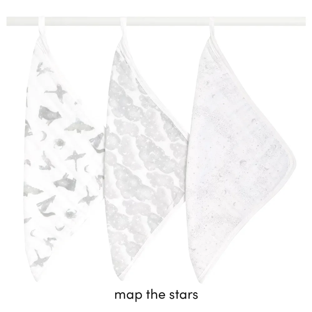 エイデンアンドアネイ オーガニックウォッシュクロス3枚入り map the stars 3枚入り モスリン コットン ウォッシュクロス 出産祝い 出産準備 誕生日 ギフト プレゼント パッケージ入り 赤ちゃん ベビー 正規品