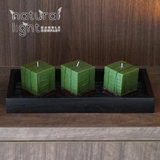 Natural Light Candle (ナチュラルライトキャンドル)バナナリーフ ミニ キューブ 3個 セットアロマキャンドル 蜜蝋 天然香料 アジアン バリ ハワイアン リゾート インテリア