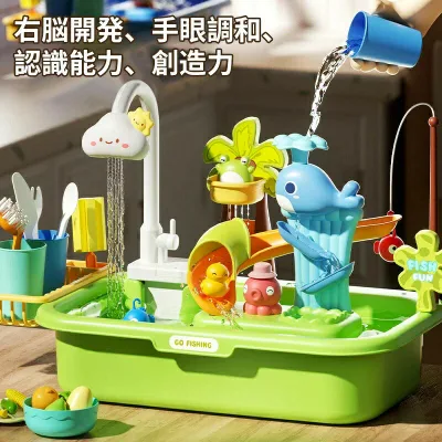 【180日保証付き】おままごと キッチンセット 食器洗い機おもちゃ 水遊び おもちゃ 循環出水 カップ お皿 果物 ごっこ遊び 知育玩具 プレゼント 誕生日 入園祝い ピンク グリーン 入園祝い クリスマス