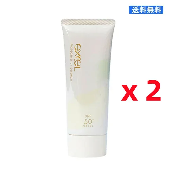(782329)EXCEL エクセル プロテクティブ UVエッセンス 60g 2個セット ベルガモット&ユーカリ SPF50+ PA++++ 日焼け止め 化粧下地 耐水性