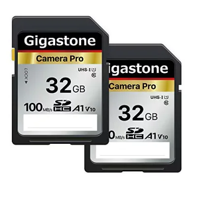Gigastone SDカード 32GB 2枚セット, 高速 フルHD ビデオ SDHC メモリーカード 32GB 2-Pack, Full HD デジタルカメラ, UHS-I U1 Class 10 ミニケース2個付き