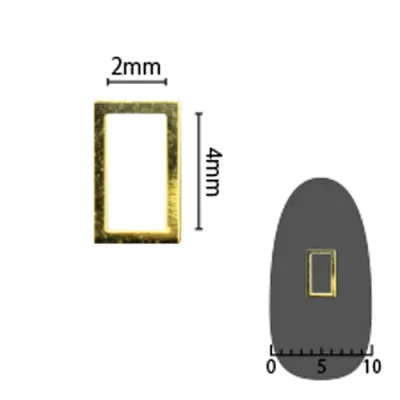 SHAREYDVA ソフト 長方形 2×4mm ゴールド 太(中抜き) 8P ネイルアート ネイルパーツ メタルスタッズ メタルパーツ ネイル用品