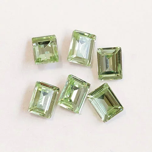 SHAREYDVA ガラスクォーツ クリソライト 6×8mm 6P 【ネイルストーン ビジュー ジェルネイル ネイルアート パーツ】