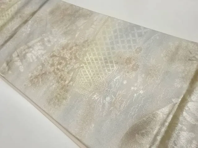 京洛百景光悦寺模様織出し袋帯【中古】【着】