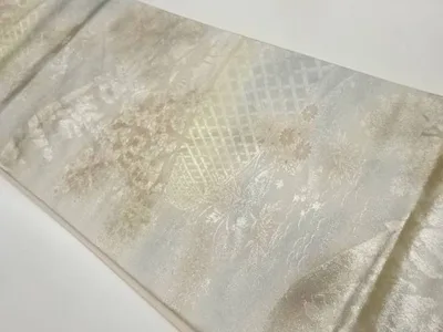 京洛百景光悦寺模様織出し袋帯【中古】【着】