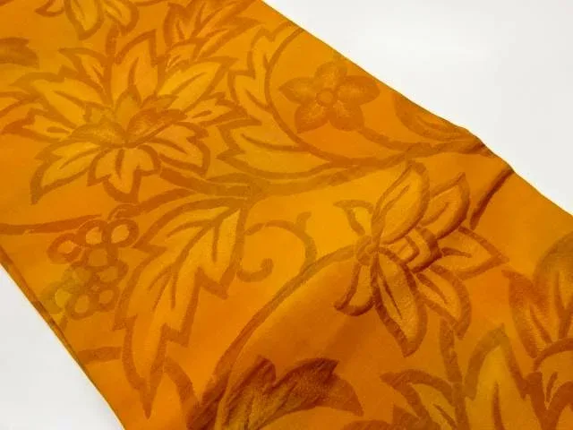 実に花葉模様織出し名古屋帯【中古】【着】【名古屋帯】