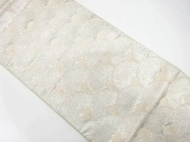 菊青海波模様織り出し袋帯(材料)【アンティーク】【中古】【着】【袋帯】