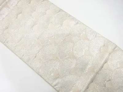 菊青海波模様織り出し袋帯(材料)【アンティーク】【中古】【着】【袋帯】