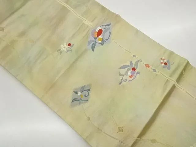 花唐草に菱模様織出し名古屋帯【中古】【着】【名古屋帯】