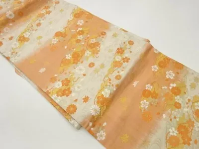 流水に花筏・紅葉模様織出し名古屋帯【中古】【着】【名古屋帯】