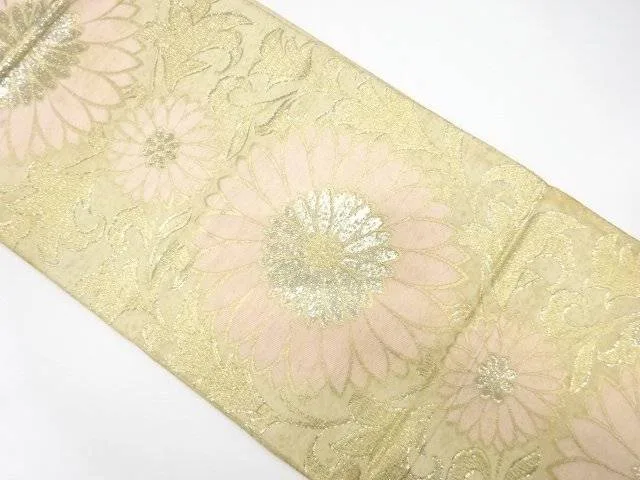 菊唐草模様織り出し袋帯(材料)【アンティーク】【中古】【着】【袋帯】