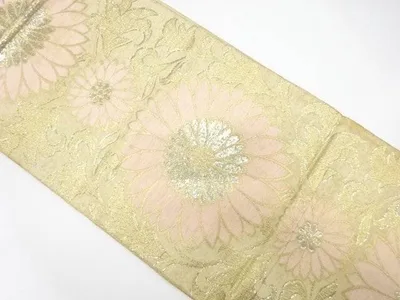 菊唐草模様織り出し袋帯(材料)【アンティーク】【中古】【着】【袋帯】