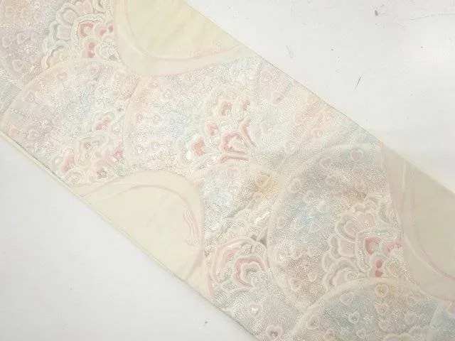 孔雀羽根・組紐模様織り出し 袋帯【中古】【着】【袋帯】