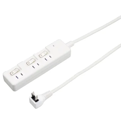 YAZAWA(ヤザワ)雷ガード付節電タップ 3個口 コード長0.3m 個別スイッチ付 ホワイト H8KS3303WH