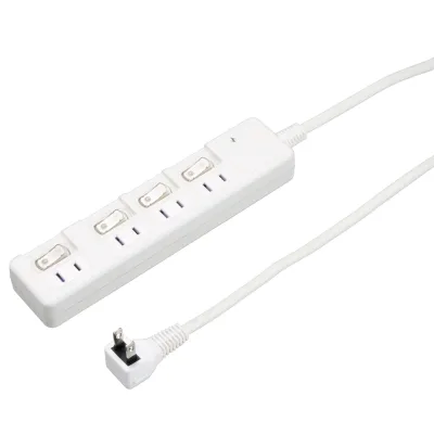 YAZAWA(ヤザワ)雷ガード付節電タップ 4個口 コード長1m 個別スイッチ付 ホワイト H8KS441WH