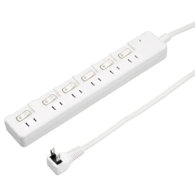 YAZAWA(ヤザワ)雷ガード付節電タップ 6個口 コード長0.3m 個別スイッチ付 ホワイト H8KS6603WH