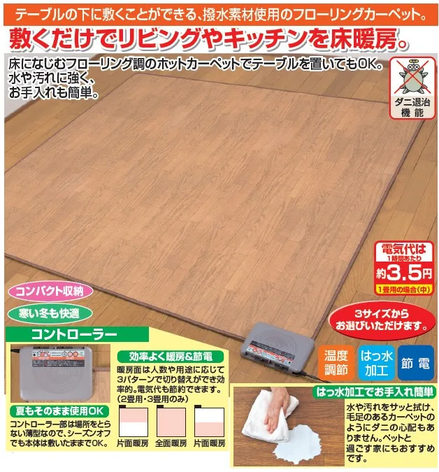 木目調フローリングホットカーペット