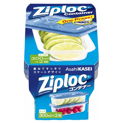 【旭化成ホームプロダクツ】ジップロックコンテナー長方形300ML2個