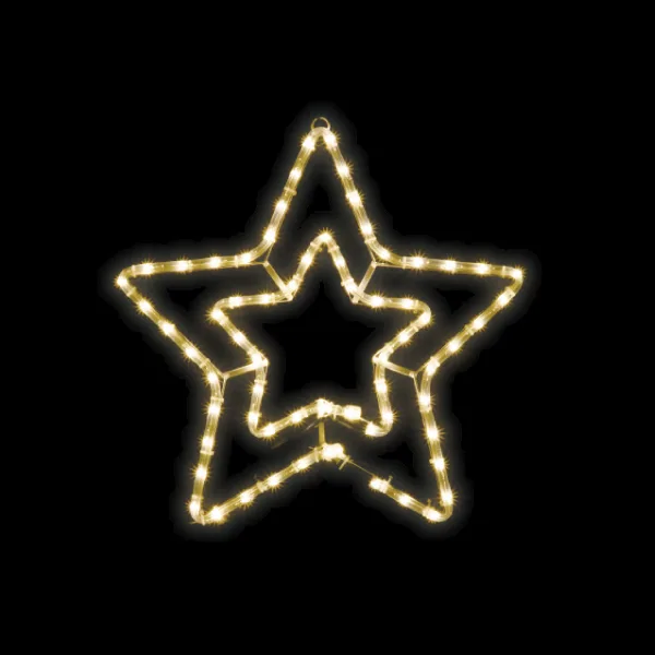 LEDジョイントモチーフ 《星(二重)》 交互点滅タイプ AC-ACアダプタ方式 ケーブル長25cm 電球色