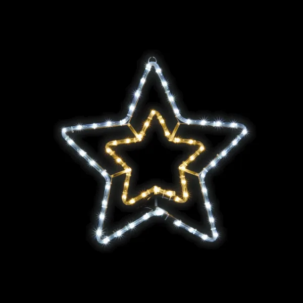 LEDジョイントモチーフ 《星(二重)》 交互点滅タイプ AC-ACアダプタ方式 ケーブル長25cm 白・電球色