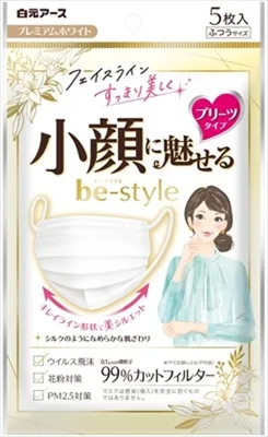 หน้ากากอนามัย Be-Style แบบจีบ ขนาดปกติ สีขาวพรีเมียม