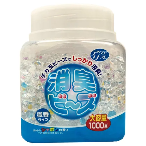 アクアリフレ デカ玉しっかり消臭ビーズ 本体容器入り シャボンの香り 大容量 1000g