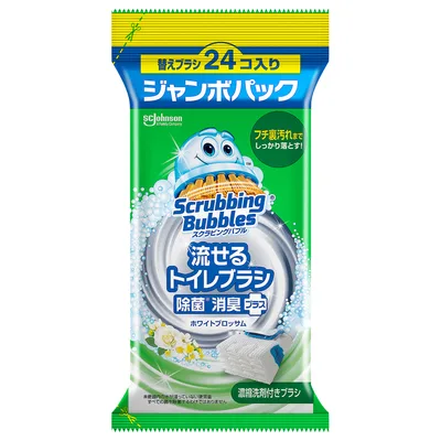 スクラビングバブル 流せるトイレブラシ 除菌消臭プラス ホワイトブロッサム替えジャンボパック 24個