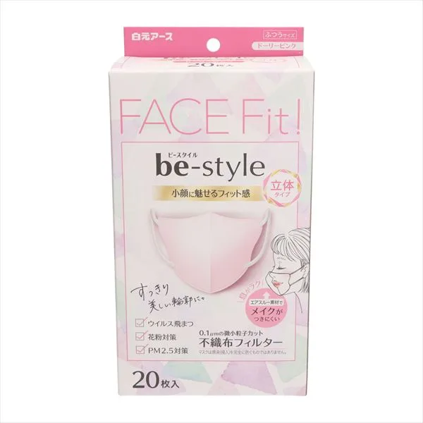 หน้ากากอนามัย Be-Style ทรง 3 มิติ ขนาดปกติ สีชมพูดอลลี่