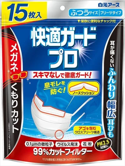 หน้ากากอนามัย Kaiteki Guard Pro แบบจีบ ขนาดปกติ