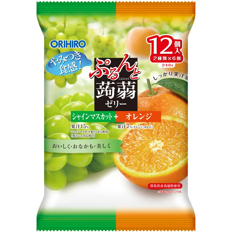 【リニューアル】ぷるんと蒟蒻ゼリーパウチ シャインマスカット+オレンジ