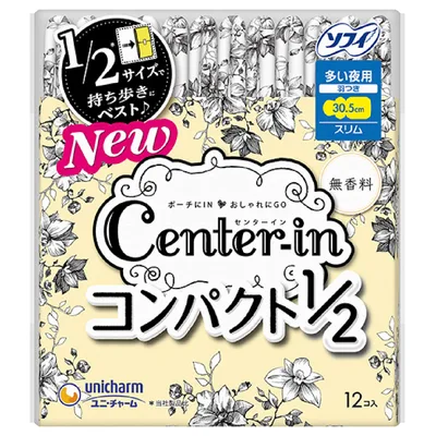 センターインコンパクト 1/2無香料 多い夜用12枚