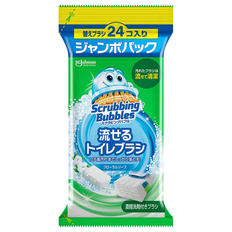 スクラビングバブル 流せるトイレブラシ フローラルソープ替えジャンボパック 24個