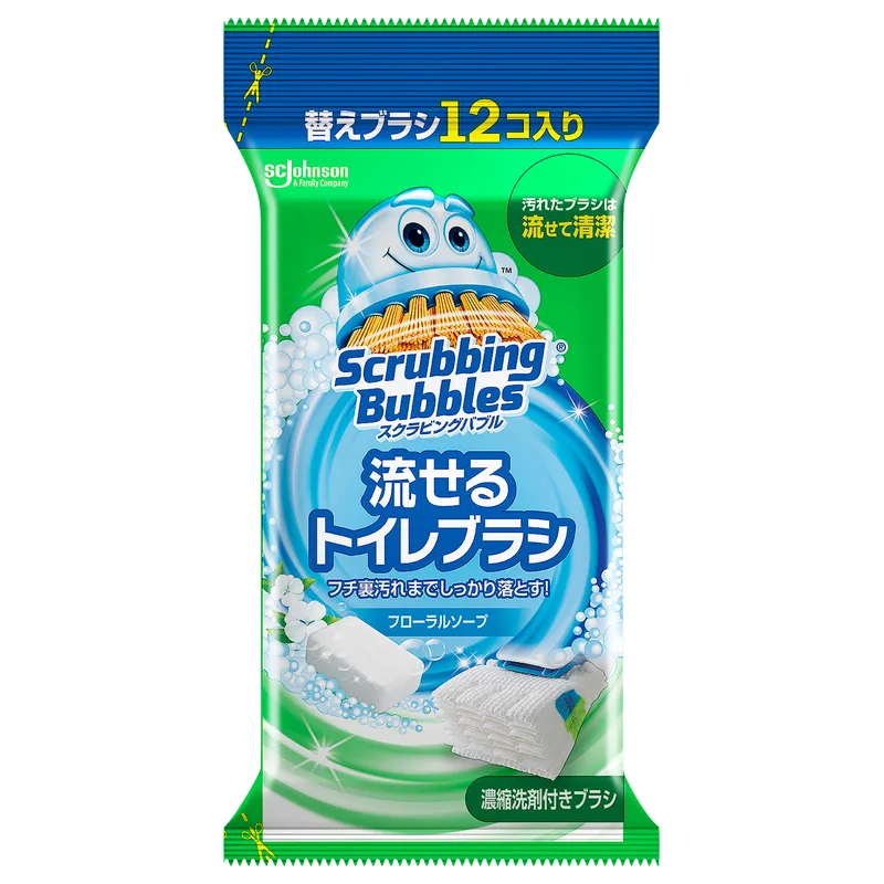 スクラビングバブル 流せるトイレブラシ フローラルソープ替え 12個