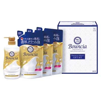 เซ็ตของขวัญครีมอาบน้ำ Cow Brand Bouncia สูตรชุ่มชื้นพรีเมียม