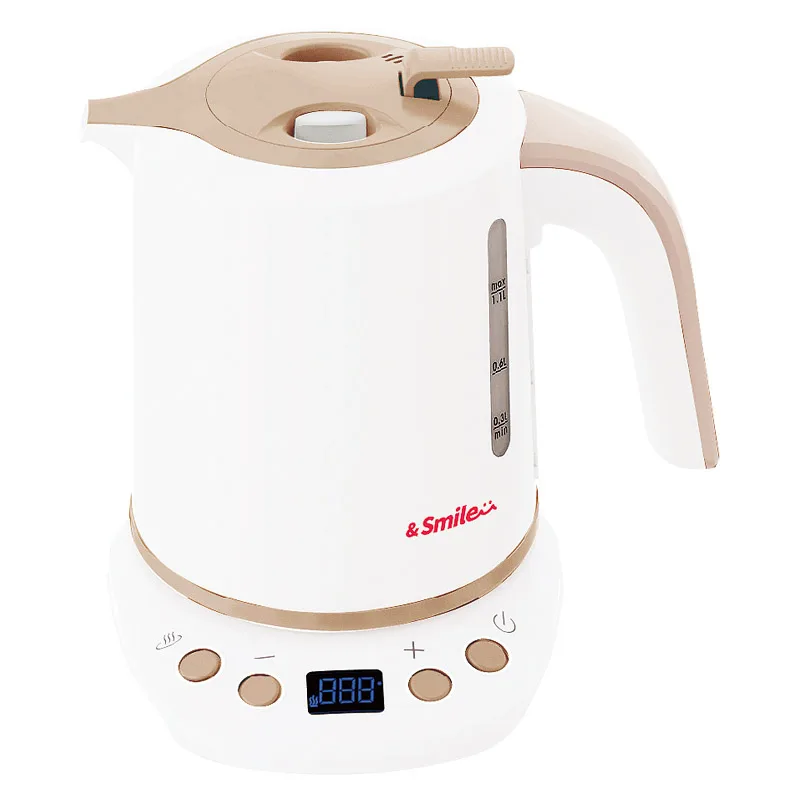 &smile 倒れてもこぼれにくい温度調整電気ケトル1l