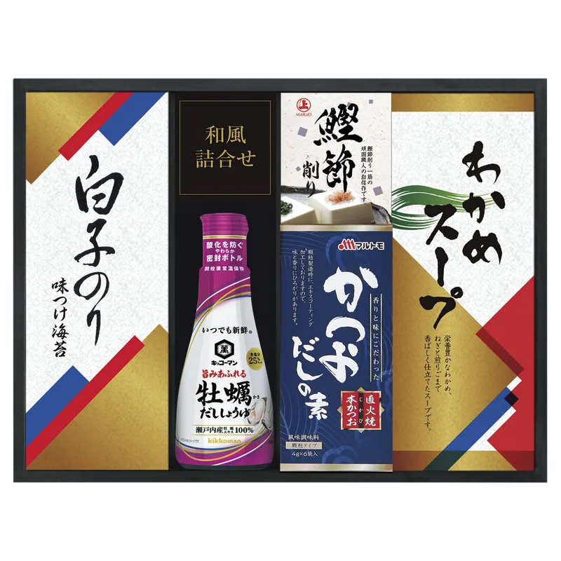 ชุดรวมซีอิ๊ว Kikkoman และสาหร่าย Shirako สำหรับโต๊ะอาหาร