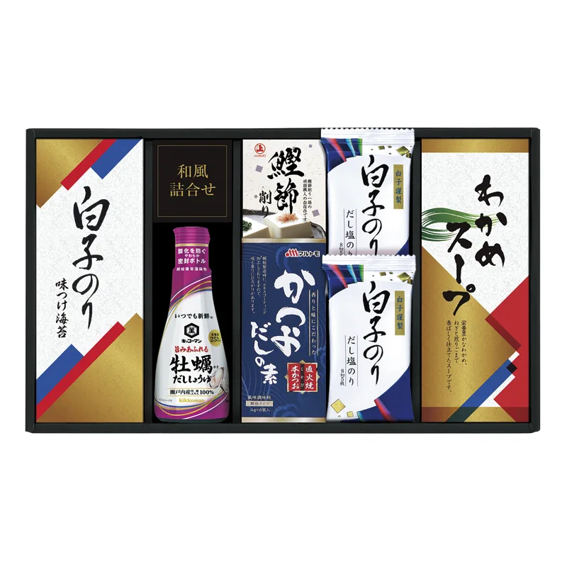 ชุดรวมซีอิ๊ว Kikkoman และสาหร่าย Shirako สำหรับโต๊ะอาหาร