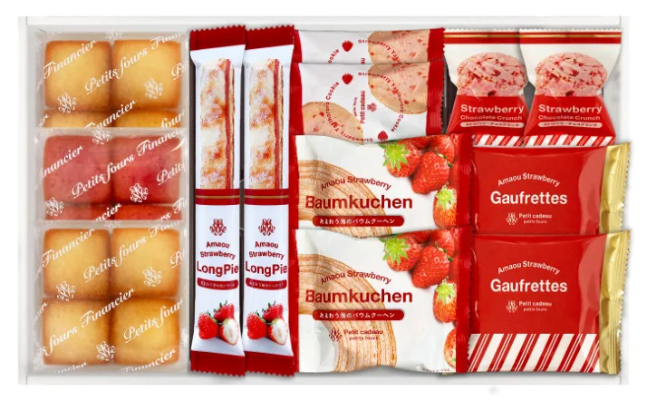 กล่องของขวัญ บอมคูเฮนสตรอว์เบอร์รีอามาโอและเค้กชิ้นเล็ก