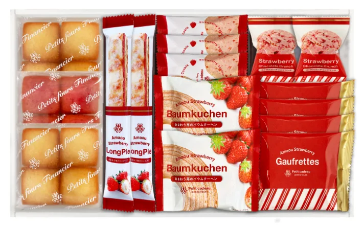 กล่องของขวัญ บอมคูเฮนสตรอว์เบอร์รีอามาโอและเค้กชิ้นเล็ก